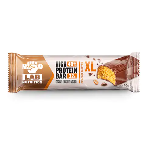 Lab Nutrition XL Peanut Butter Proteinriegel mit 40 Prozent Protein und 32g Protein pro Riegel